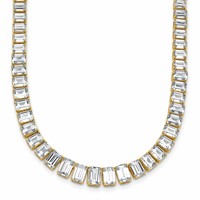 14K Yellow Gold 29.17 Carat Lab Grown Diamond VS+ F+ Complete Emerald Graduated Tennis Necklace, 17" view 1