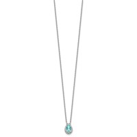 Pure Serenity 14K White Gold 0.17 Carat Lab Grown Diamond VS SI+ G+ and Lab Created Paraiba Oval Halo Pendant Necklace, 18" view 2