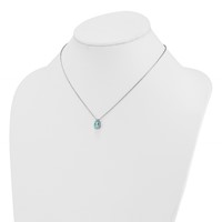 Pure Serenity 14K White Gold 0.17 Carat Lab Grown Diamond VS SI+ G+ and Lab Created Paraiba Oval Halo Pendant Necklace, 18" view 3