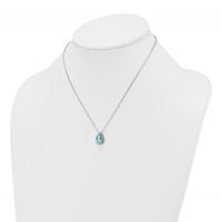 Pure Serenity 14K White Gold 0.25 Carat Lab Grown Diamond VS SI+ G+ and Lab Created Paraiba Oval Halo Pendant Necklace, 18" view 3