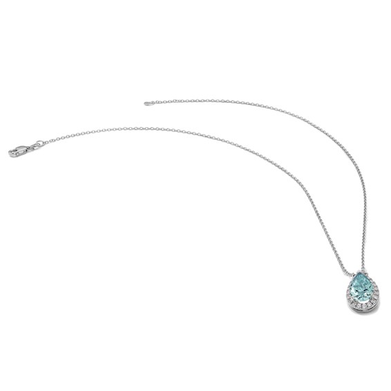 Gold Diamond and Gemstone Halo Pendant Necklace