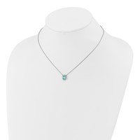 Pure Serenity 14K White Gold 0.12 Carat Lab Grown Diamond VS SI+ G+ and Lab Created Paraiba Oval Halo Pendant Necklace, 18" view 3