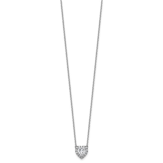 14k White Gold 1 1/5 carat Lab Grown Diamond VS/SI+ G+ Complete 16 inch Halo Heart Necklace