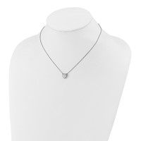 14K White Gold 1.20 Carat Lab Grown Diamond VS SI+ G+ Complete Halo Heart Necklace, 16" view 3