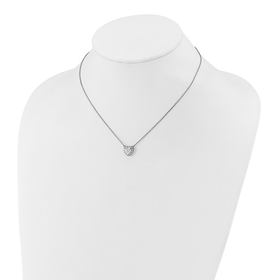 14k White Gold 1 1/5 carat Lab Grown Diamond VS/SI+ G+ Complete 16 inch Halo Heart Necklace
