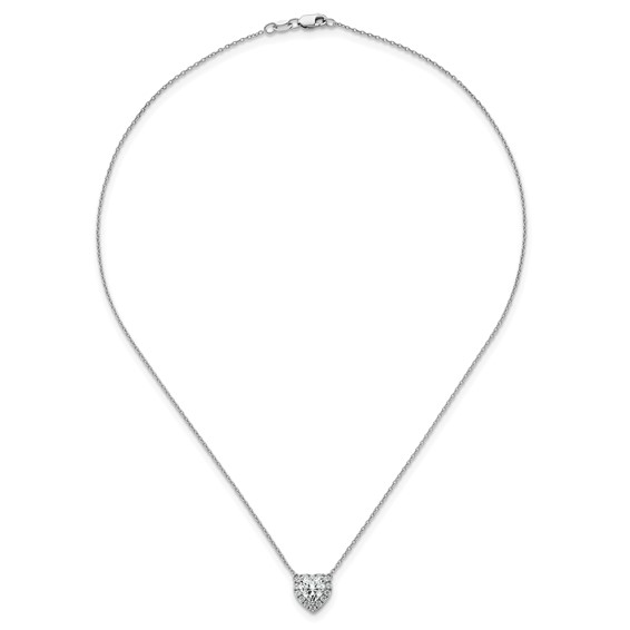 14k White Gold 1 1/5 carat Lab Grown Diamond VS/SI+ G+ Complete 16 inch Halo Heart Necklace