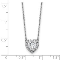 14K White Gold 1.20 Carat Lab Grown Diamond VS SI+ G+ Complete Halo Heart Necklace, 16" view 5