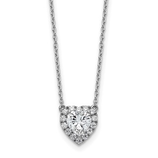 14k White Gold 1 1/5 carat Lab Grown Diamond VS/SI+ G+ Complete 16 inch Halo Heart Necklace