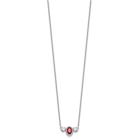 14K White Gold 1.12 Carat Lab Grown Diamond VS SI+ G+ and Created Ruby Complete Three Stone Necklace, 16" view 2