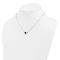14K White Gold 1.12 Carat Lab Grown Diamond VS SI+ G+ and Created Ruby Complete Three Stone Necklace, 16" view 3