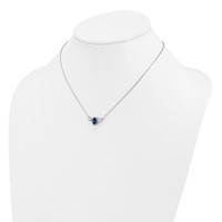 14K White Gold 1.12 Carat Lab Grown Diamond VS SI+ G+ and Created Sapphire Complete Three Stone Necklace, 16" view 3