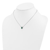 14K White Gold 0.50 Carat Lab Grown Diamond VS SI+ G+ and Created Emerald Complete Three Stone Necklace, 16" view 3