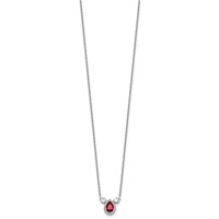 14K White Gold 0.50 Carat Lab Grown Diamond VS SI+ G+ and Created Ruby Complete Three Stone Necklace, 16" view 2
