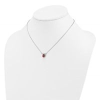 14K White Gold 0.50 Carat Lab Grown Diamond VS SI+ G+ and Created Ruby Complete Three Stone Necklace, 16" view 3