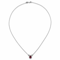 14K White Gold 0.50 Carat Lab Grown Diamond VS SI+ G+ and Created Ruby Complete Three Stone Necklace, 16" view 4