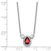14K White Gold 0.50 Carat Lab Grown Diamond VS SI+ G+ and Created Ruby Complete Three Stone Necklace, 16" view 5