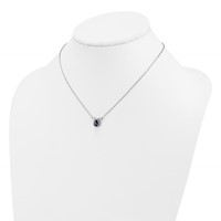 14K White Gold 0.50 Carat Lab Grown Diamond VS SI+ G+ and Created Sapphire Complete Three Stone Necklace, 16" view 3