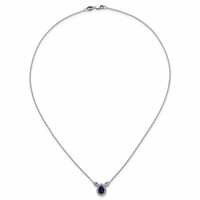 14K White Gold 0.50 Carat Lab Grown Diamond VS SI+ G+ and Created Sapphire Complete Three Stone Necklace, 16" view 4