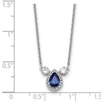 14K White Gold 0.50 Carat Lab Grown Diamond VS SI+ G+ and Created Sapphire Complete Three Stone Necklace, 16" view 5