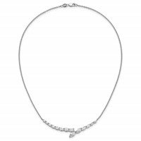 14K White Gold 4 Carat Lab Grown Diamond VS SI+ G+ Complete Fashion Bar Necklace, 16" view 4