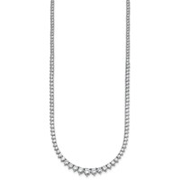 14K White Gold 10.10 Carat Certified Lab Grown Diamond VS SI+ G+ Complete Round Graduated Tennis Necklace, 16" view 2