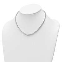 14K White Gold 10.10 Carat Certified Lab Grown Diamond VS SI+ G+ Complete Round Graduated Tennis Necklace, 16" view 3