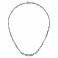 14K White Gold 10.10 Carat Certified Lab Grown Diamond VS SI+ G+ Complete Round Graduated Tennis Necklace, 16" view 4