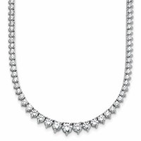 14K White Gold 10.10 Carat Certified Lab Grown Diamond VS SI+ G+ Complete Round Graduated Tennis Necklace, 16" view 1
