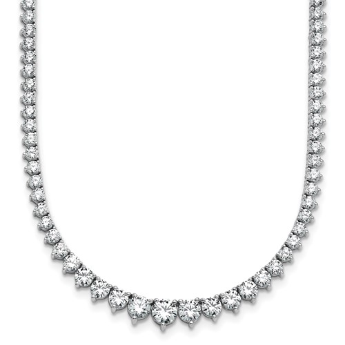 14K White Gold 10.10carat Lab Grown Diamond VS SI+ G+ Complete Round Graduated Tennis Necklace, 16"