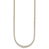 14K Yellow Gold 10.10 Carat Lab Grown Diamond VS SI+ G+ Complete Round Graduated Tennis Necklace, 16" view 2