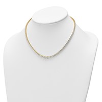 14K Yellow Gold 10.10 Carat Lab Grown Diamond VS SI+ G+ Complete Round Graduated Tennis Necklace, 16" view 3