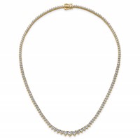 14K Yellow Gold 10.10 Carat Lab Grown Diamond VS SI+ G+ Complete Round Graduated Tennis Necklace, 16" view 4