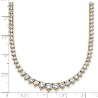 14K Yellow Gold 10.10 Carat Lab Grown Diamond VS SI+ G+ Complete Round Graduated Tennis Necklace, 16" view 5