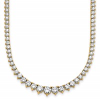14K Yellow Gold 10.10 Carat Lab Grown Diamond VS SI+ G+ Complete Round Graduated Tennis Necklace, 16" view 1
