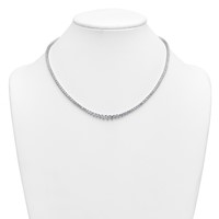 14K White Gold 10.88 Carat Certified Lab Grown Diamond VS SI+ G+ Complete Round Graduated Tennis Necklace, 18" view 3