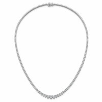 14K White Gold 10.88 Carat Certified Lab Grown Diamond VS SI+ G+ Complete Round Graduated Tennis Necklace, 18" view 4