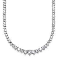 14K White Gold 10.88 Carat Certified Lab Grown Diamond VS SI+ G+ Complete Round Graduated Tennis Necklace, 18" view 1