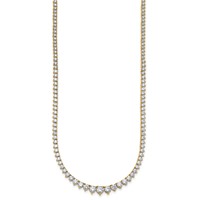 14K Yellow Gold 10.88 Carat Certified Lab Grown Diamond VS+ F+ Complete Round Graduated Tennis Necklace, 18" view 2