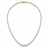 14K Yellow Gold 10.88 Carat Certified Lab Grown Diamond VS+ F+ Complete Round Graduated Tennis Necklace, 18" view 4