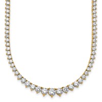 14K Yellow Gold 10.88 Carat Certified Lab Grown Diamond VS+ F+ Complete Round Graduated Tennis Necklace, 18" view 1