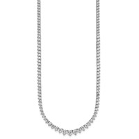 14K White Gold 11.62 Carat Certified Lab Grown Diamond VS SI+ G+ Complete Round Graduated Tennis Necklace, 20" view 2