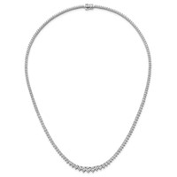 14K White Gold 11.62 Carat Certified Lab Grown Diamond VS SI+ G+ Complete Round Graduated Tennis Necklace, 20" view 4
