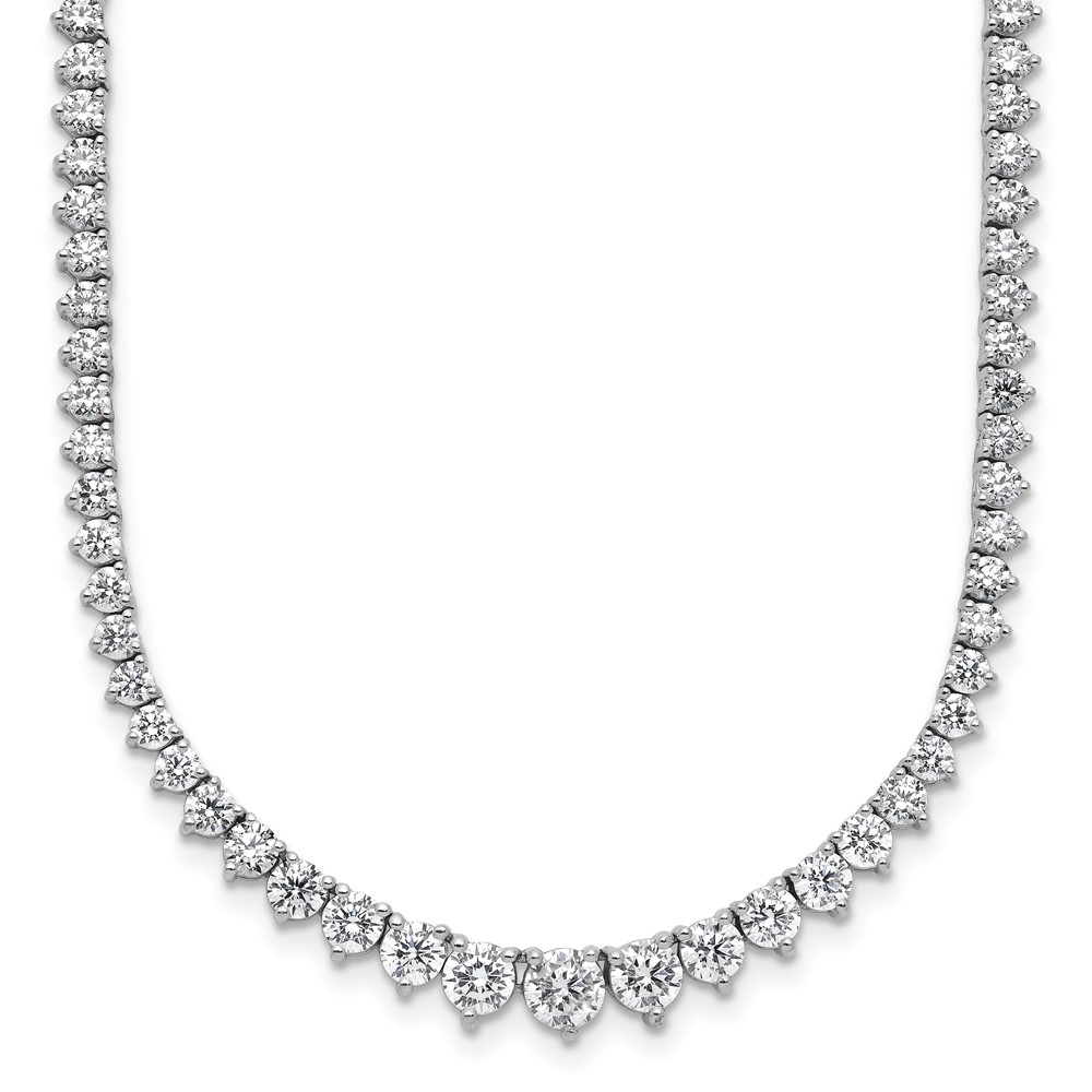 14K White Gold 11.62 Carat Certified Lab Grown Diamond VS SI+ G+ Complete Round Graduated Tennis Necklace, 20"