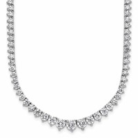14K White Gold 11.62 Carat Certified Lab Grown Diamond VS SI+ G+ Complete Round Graduated Tennis Necklace, 20" view 1