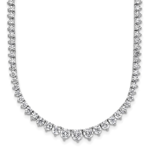 14K White Gold 11.62 Carat Certified Lab Grown Diamond VS+ F+ Complete Round Graduated Tennis Necklace, 20"