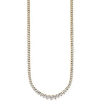 14K Yellow Gold 11.62 Carat Certified Lab Grown Diamond VS+ F+ Complete Round Graduated Tennis Necklace, 20" view 2