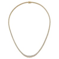 14K Yellow Gold 11.62 Carat Certified Lab Grown Diamond VS+ F+ Complete Round Graduated Tennis Necklace, 20" view 4