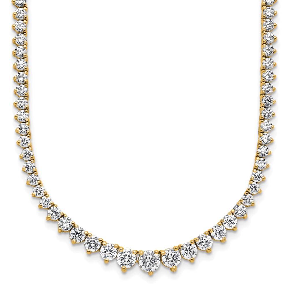 14K Yellow Gold 11.62 Carat Certified Lab Grown Diamond VS+ F+ Complete Round Graduated Tennis Necklace, 20"