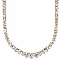 14K Yellow Gold 11.62 Carat Certified Lab Grown Diamond VS+ F+ Complete Round Graduated Tennis Necklace, 20" view 1