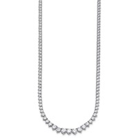14K White Gold 15.10 Carat Certified Lab Grown Diamond VS SI+ G+ Complete Round Graduated Tennis Necklace, 16" view 2